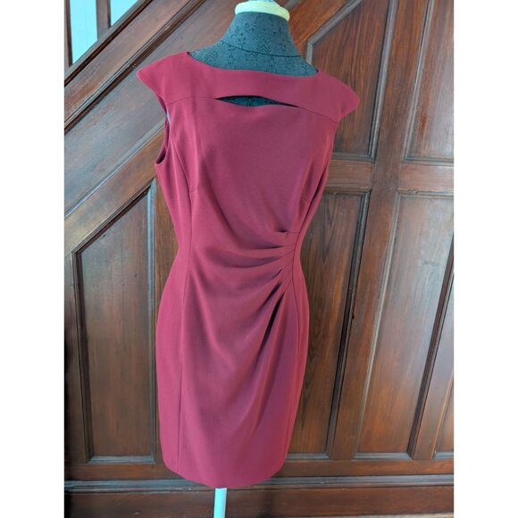 Tahari Arthur S. Levine Womens Draped Sheath Dress Size 8 Burgundy Red - Picture 1 of 9